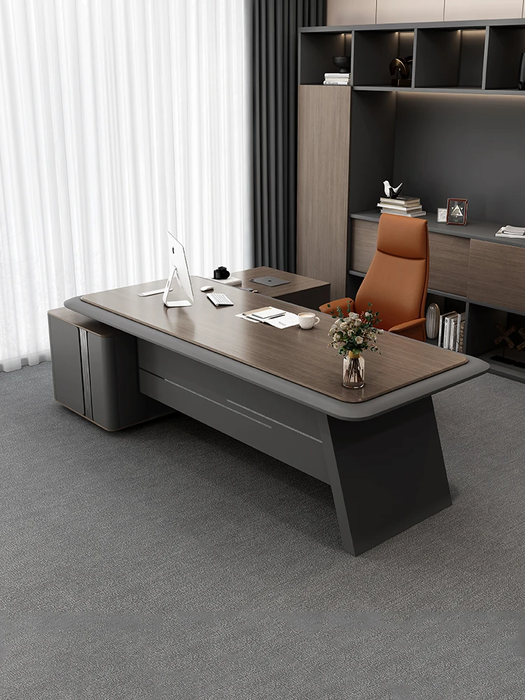 

Boss Desk Simple and High-End Affordable Luxury Fashion File Cabinet General Manager Furniture Table and Chair
