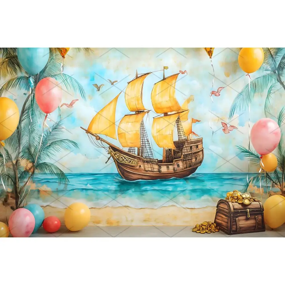 AOFOTO 10x6.5ft Pirate Party Backdrop Background For Photography Vintage Corsair
