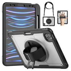 Premium Shockproof Tablet Case with Shoulder Strap, Universal Fit - iPad Air 4th 5th (Clear)
