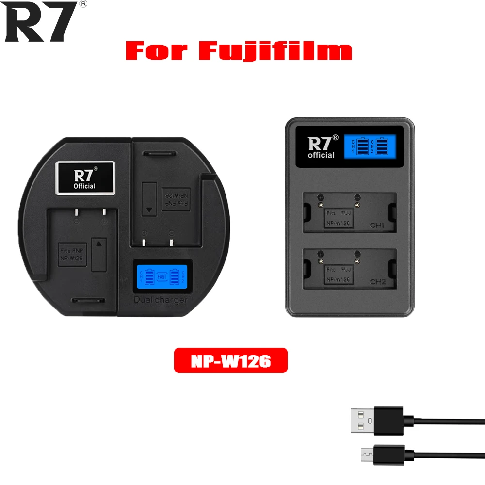 

R7 NP-W126 NPW126 Camera Battery Charger LCD Fast Charger for Fujifilm Fuji X-Pro1 XPro1 X-T1 XT1, HS30EXR HS33EXR X PRO1
