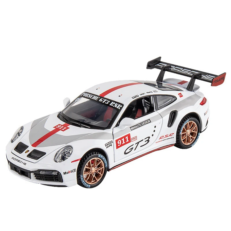 1/32 Scale PorschE 911 GT3 RSR Track Version Alloy Sound And Light Shockproof Sports Car Model Toys For Display Bitrthday Gift 1 32 scale simulation chevrolet camaro alloy die casting sports cars sound and light pull back model kids toys