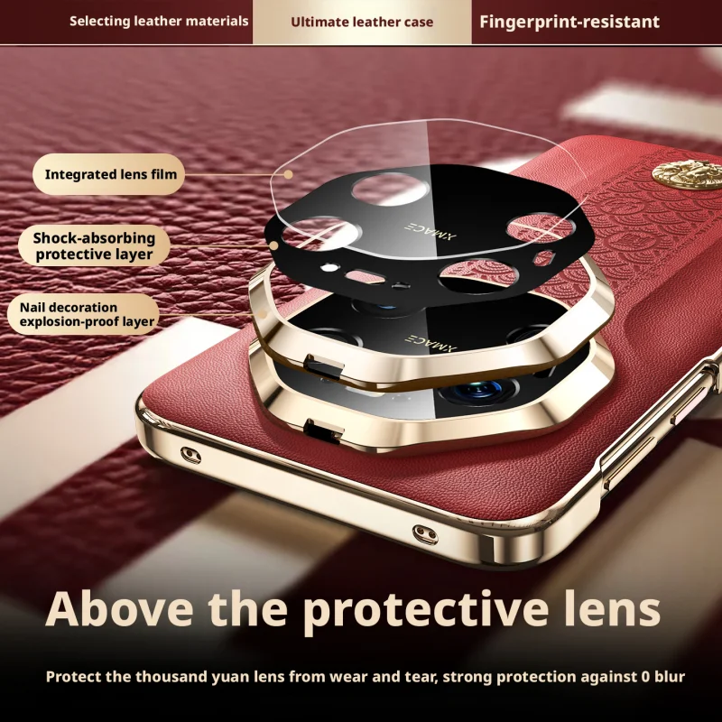 Premium Nappa PU Leather Case with Camera Lens Protector & Electroplating Finish