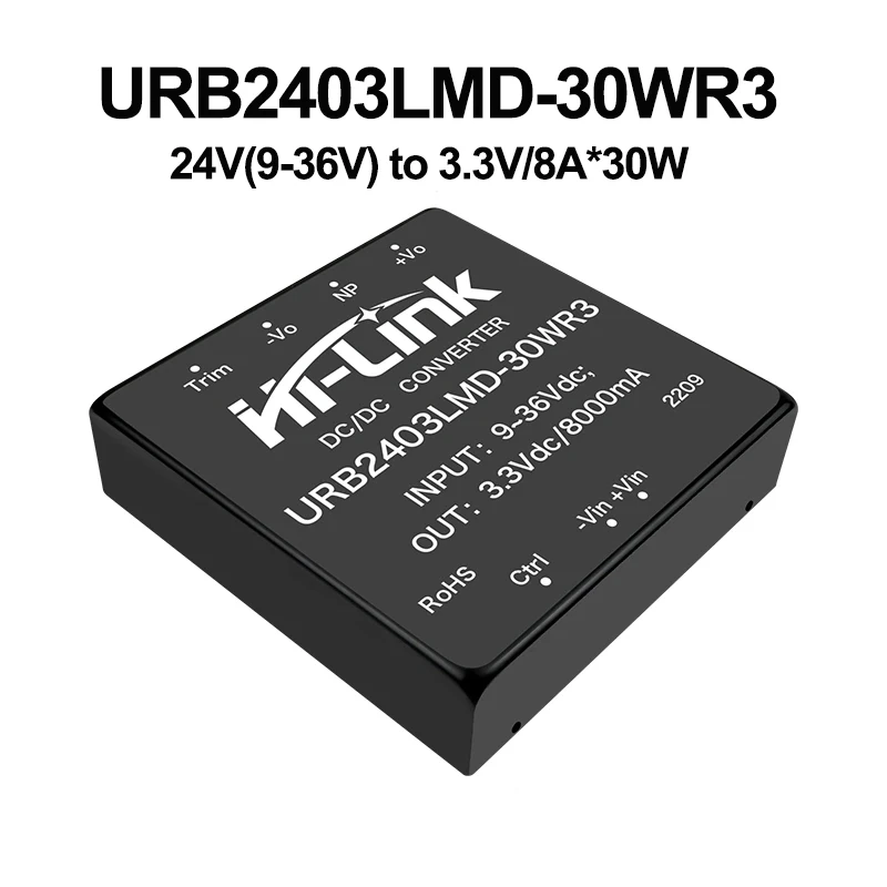 하이링크 단일 출력 DC-DC 전원 공급 장치 모듈, 30W, 3.3V, 8A, 5V, 6A, 12V, 2.5A, URB2405LMD-30WR3 URB2412LMD-30WR3, 9 36Vdc, 무료 배송