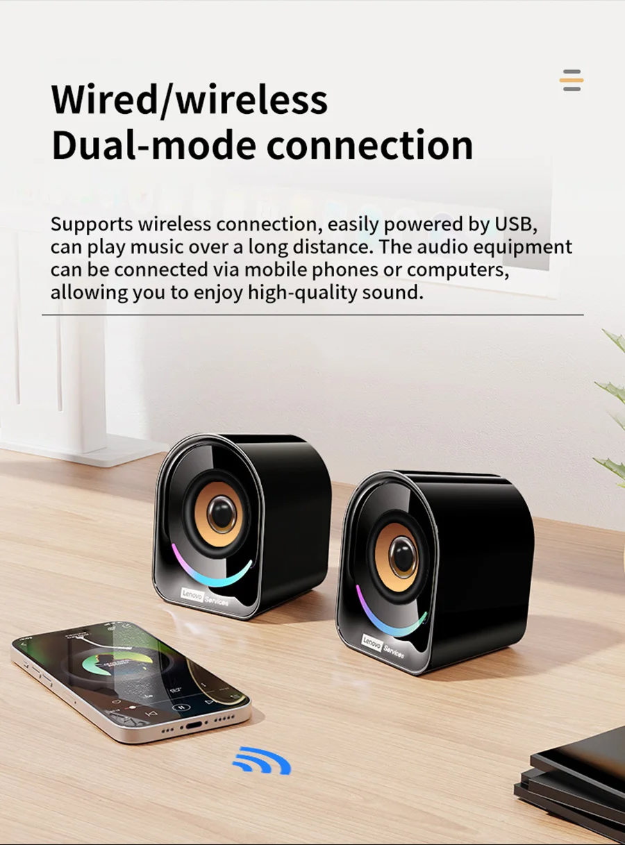 Lenovo Tragbarer Mini Kabelgebundener Desktop-Lautsprecher Multimedia-Audiosystem Mit Verbessertem Bass Klarer Klang Für Pc Laptop S3812Cf803B904720B48Fcbeb9Edeabce8