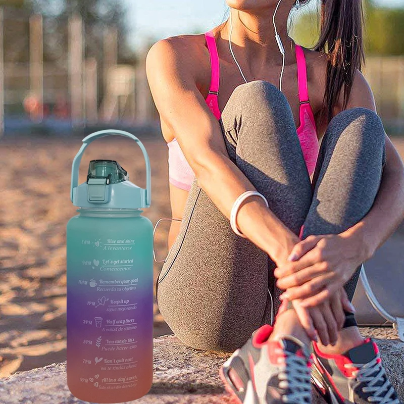 Sports Water Bottle Large Capacity Plastic Cup Portable Outdoor Travel Gym Fitness Cup 3 Pcs