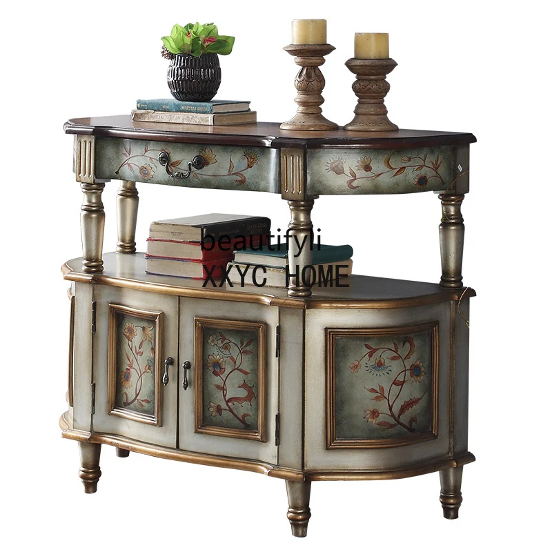 

Консоль по доступной цене, роскошный стильный шкаф из массива дерева в стиле ретро, настенный шкаф для прихожей, Европейский Американский входной шкаф