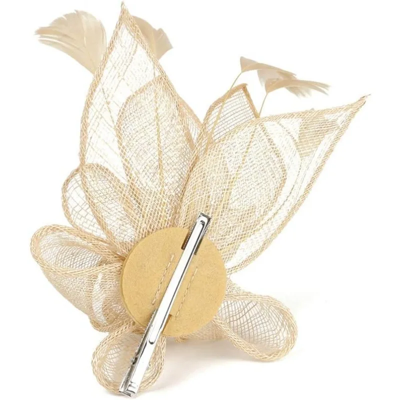 Neuester eleganter Damen-Hut mit Blumen- und Feder-Verzierung, Partyhut, Haarspange, Stirnband, Accessoire, Fascinator für Damen – Detail 3