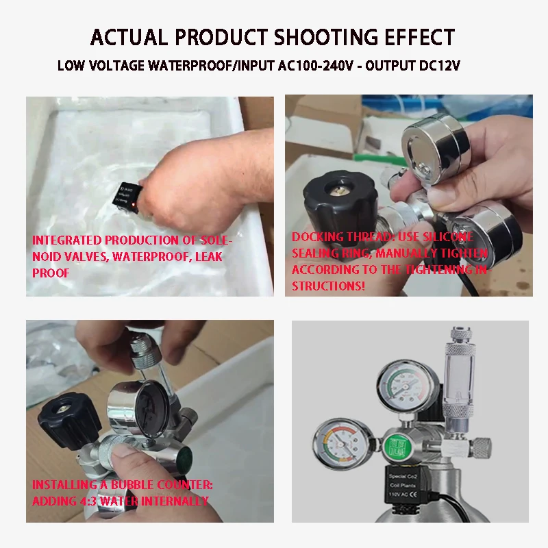 Aquarium DIYCO2 regulator Solenoid Bubble Counter CO2 control system reaction waterproof fish tank CO2 Pressure reducing valve 5