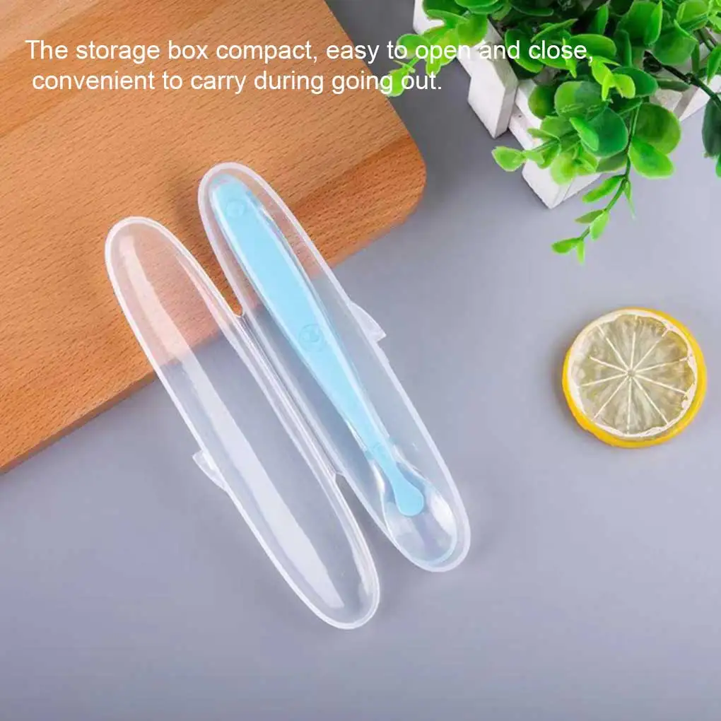

Baby Spoon Storage Box Infant Silicone Feeding Spoon PP Transparent Travel Case Tableware Storage