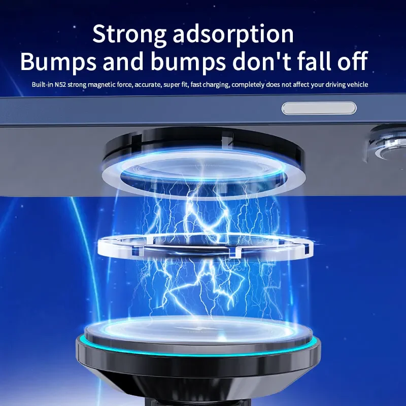 LED Light Magnetic Car Wireless Charger Phone Air Vent Chip Mount Holder For iPhone 15 14 13 12 Pro Max Magnet Car Fast Charging