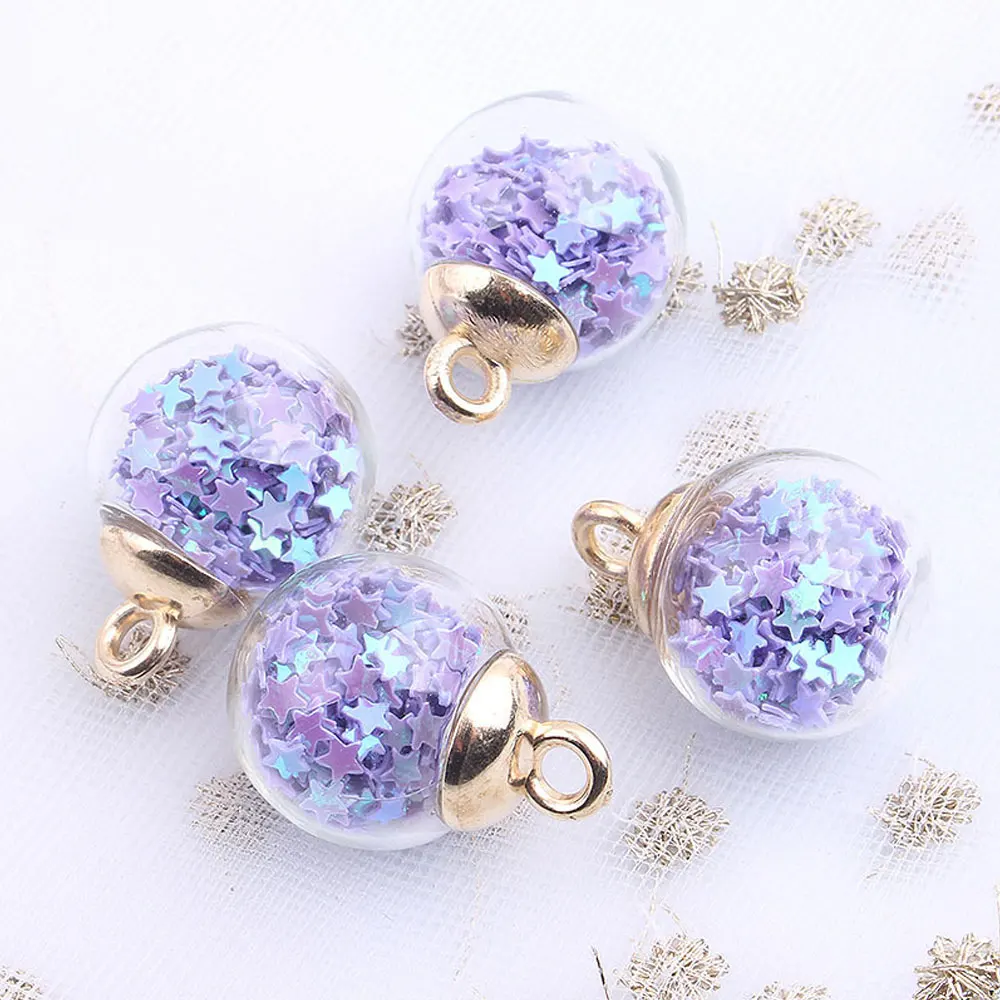 

10pcs 21x16mm Magic Ball Transparent Glass Beads Transparent Pendant Pentagram for Christmas Decorations DIY Party Decorations