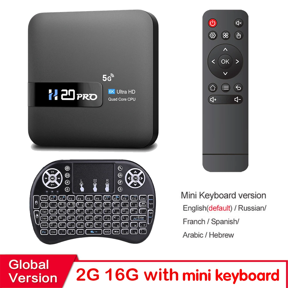 thumbnail image 1 of H20PRO Smart Android TV Box Android 10.0 16GB 2.4 et 5G WIFI 4K lecteur multimédia TV Box Android Play Store très rapide 1080P décodeur, 1 of 5