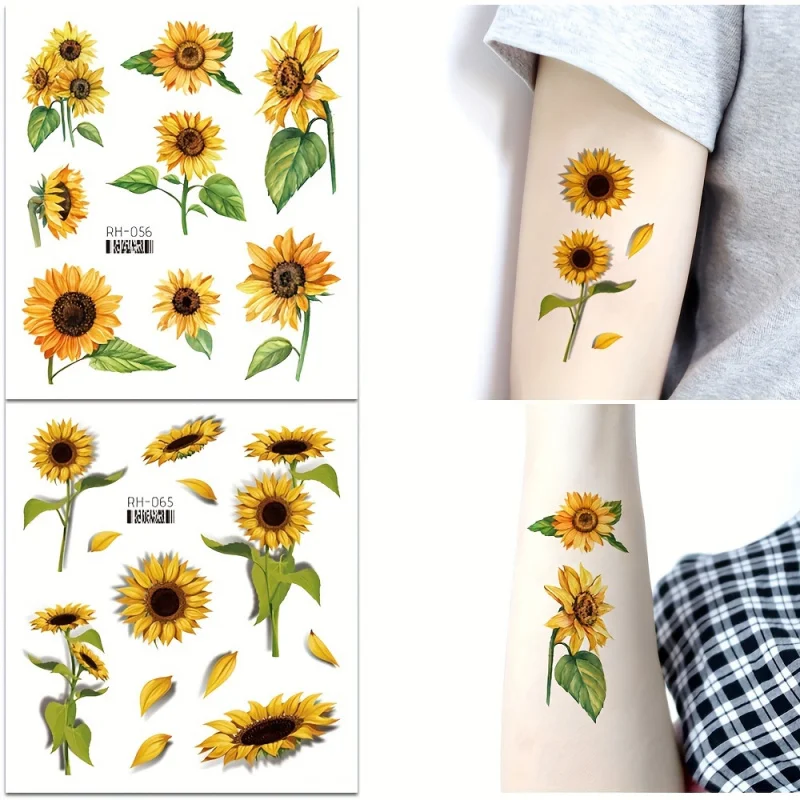 4pcs Waterproof Sunflower Temporary Tattoos Realistic Body Art for Men & Women Easy Apply & Remove Vibrant Designs for Arms