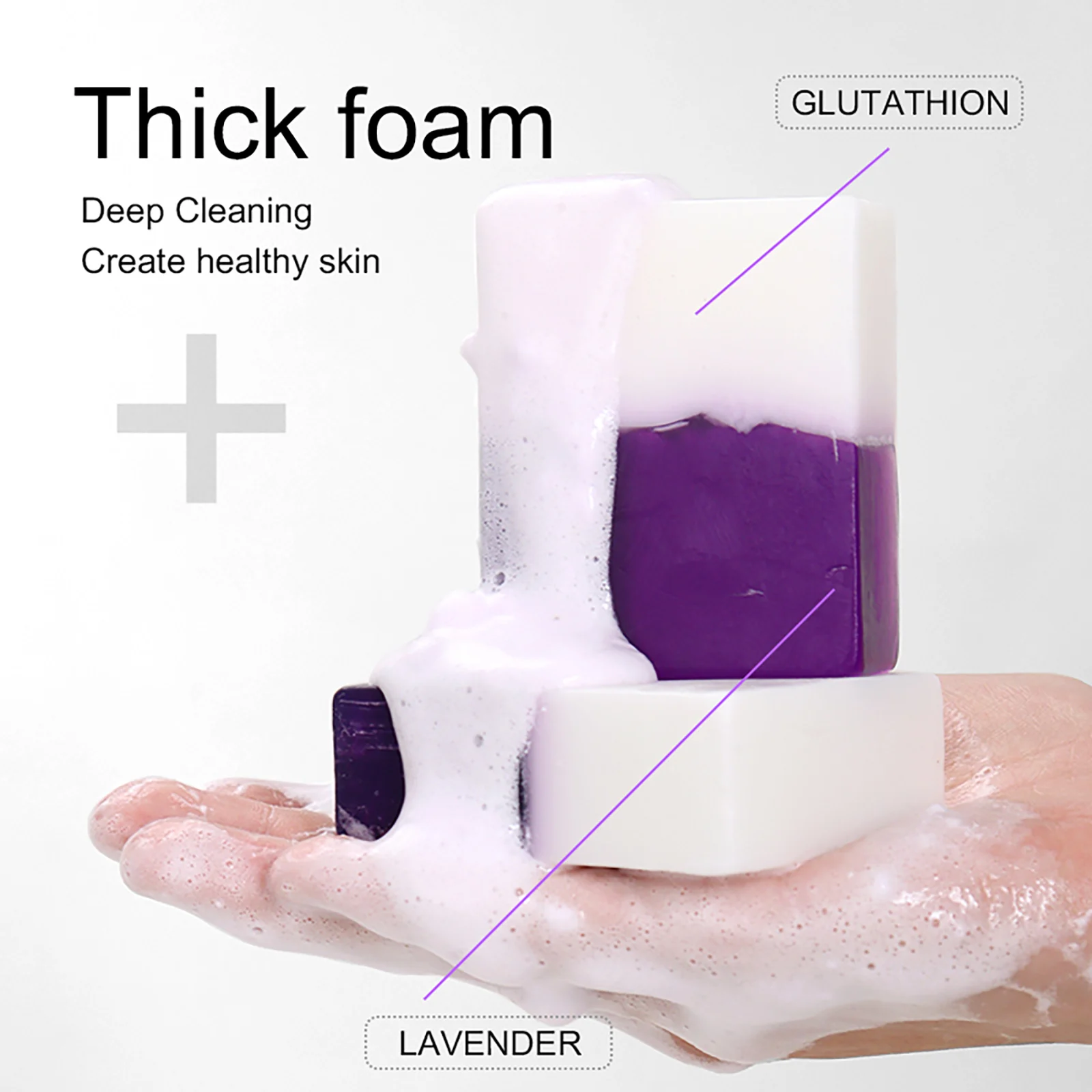 AILKE Double Glutathione PLUS Whitening Soap Bar, Reduce Dark Spots, Deep Clean Skin, Natural Lavender Scented for Face & Body