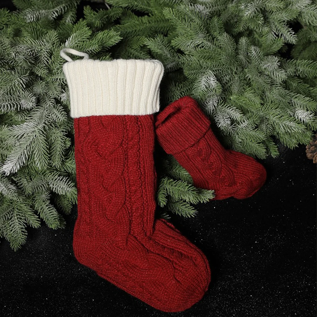Cozy Warmth Large Staggered Fried ForDough Twists Christmas Stockings For Tree Warm Feeling - Thick