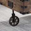 Factory Cart Coffee Table, Vintage Center Table with Wheels for Living Room, Rectangular, Wood 5