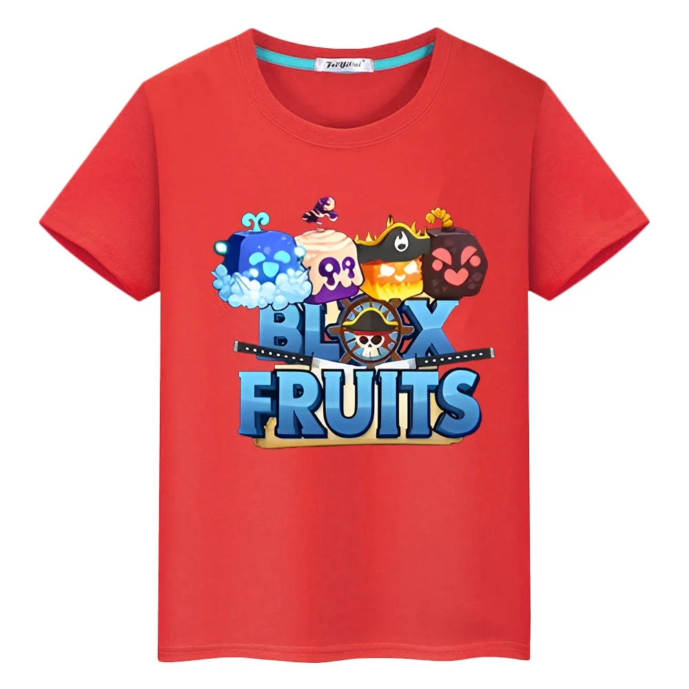 New Game Blox Fruits 100%Cotton t shirt for kids boy 10years anime Tees Short Tops pride tshirt y2k one piece kids clothes girls 2