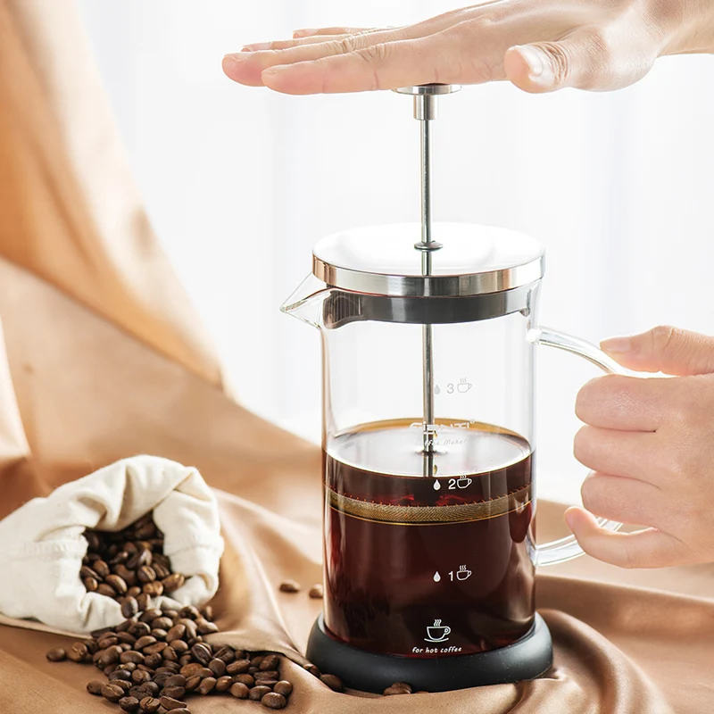 French Press Coffee Pot - Bamboo - Walnut Wood - Glass - 2 Sizes