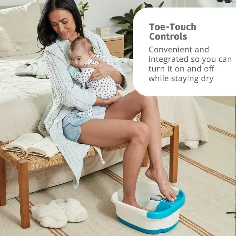 Heated Foot Spa Bubble Foot Massager with Raised Massage nodes and Removable Pumice Stone