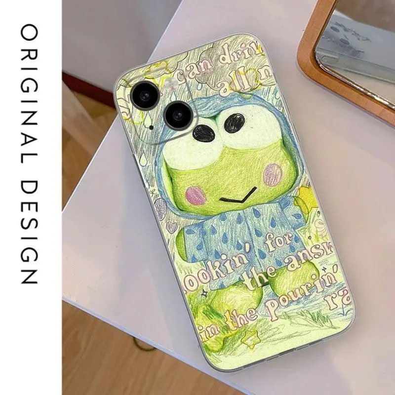 Sanrio Keroppi Cartoon Personality Painting Muslimah Phone Case Apple Cell Phone Custodia Protettiva Soft Shell Festival Gift