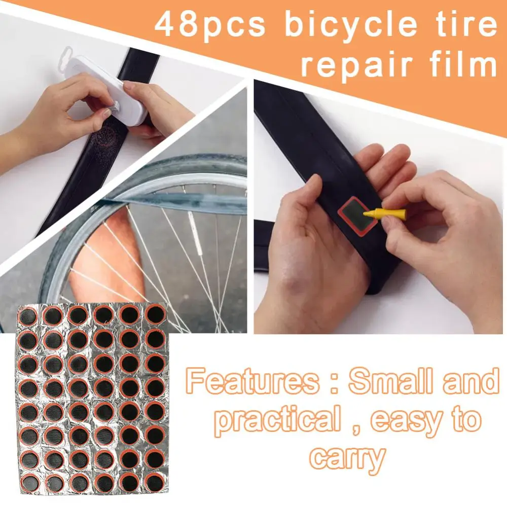 

48Pcs 25mm Tire Repair Piece Round Square Motorcycle Autocycle Tire Patch Rubber Patch Piece Tire Repair Tools