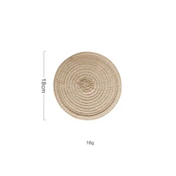 Set of 6 Round Woven Ramie Placemats - Non-Slip Dining Table Mats and Drink Coasters - 6pcs (18cm coffee)