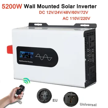 5200W Pure Sine Wave Inverter 12V 24V 48V 60V 72V 220V Solar Inverter DC 12V To AC 220V 230V Car Inverters Off Grid Wall-mounted