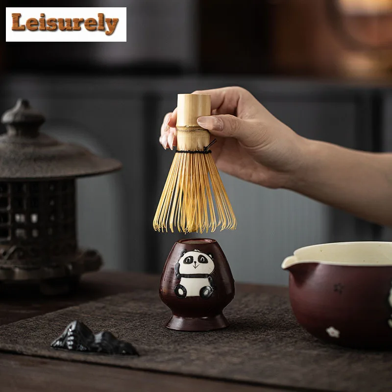 Hawthorn Red Hand-painted Panda Tea Set Complete Set Ancient Matcha Whip Japanese Matcha Set Kit Green Tea Powder Tea Ceremony