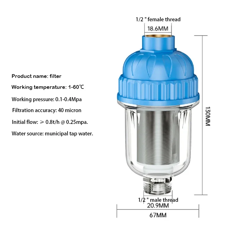 1/2" Stainless Steel Household Electric Water Heater Pre-filter Water Purifier Washing Machine Faucet Shower Anti-scaling Filter