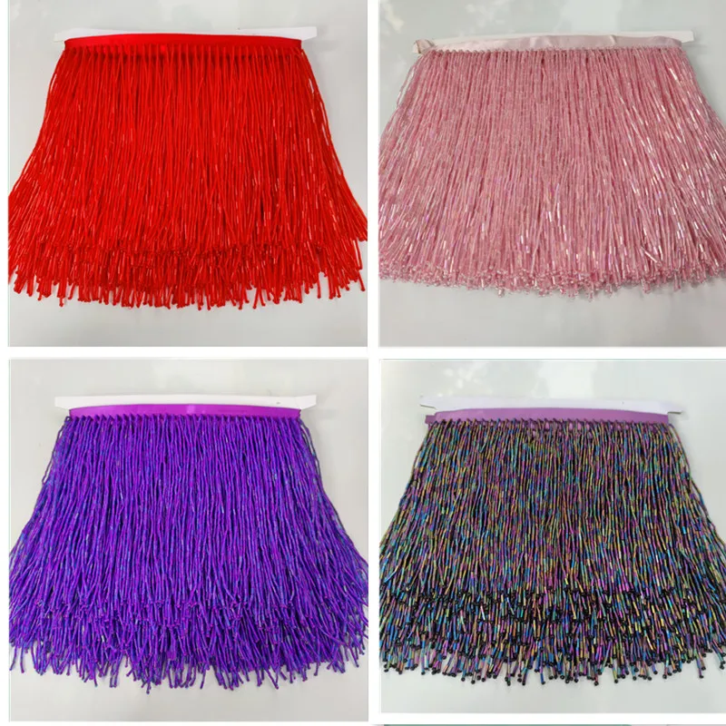 15CM 실버 레드 비즈 튜브 태슬 의류 액세서리 레이스 트림 웨딩 및 이브닝 드레스 커튼 장식