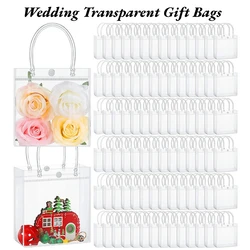 100-6Pcs Transparent Gift Bags Wedding Gift Packaging Boxes with Handles Clear Plastic Gift Bags Pvc Shopping Bag Party Favors