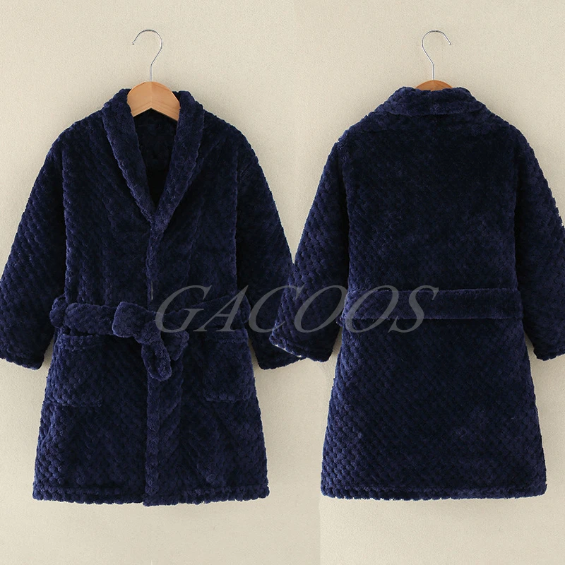 Long Sleeve Children's Bathrobe Sleepwear Kids Robes Lovely Boys Bath Towel Autumn Winter Girls Bathrobes Home Clothes 4-14Years
