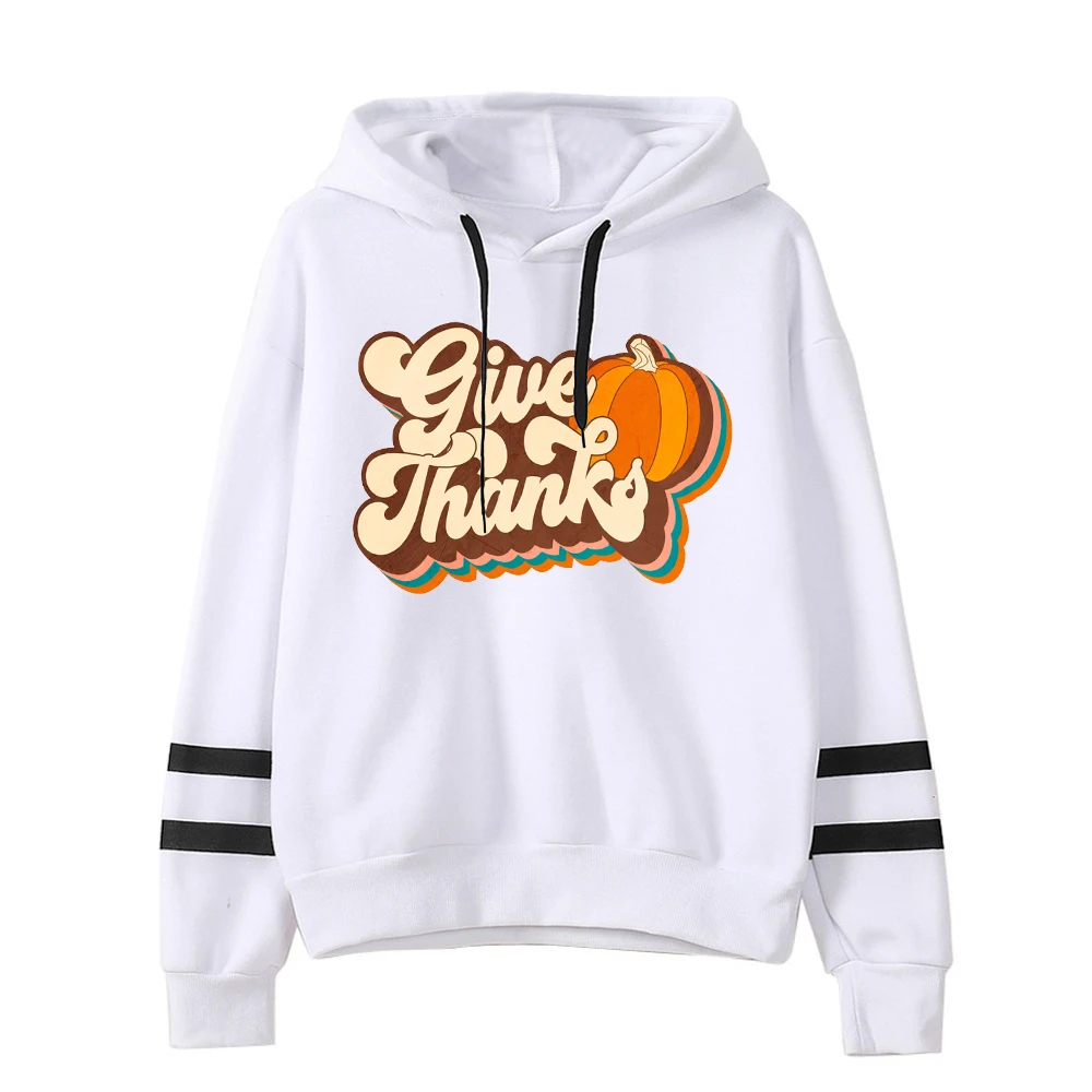 Thanksgiving Day Clothes Women Pumpkin Sweatshirt Aesthetic Top Streetwear Thankful Hoodie Fall Pumpkin Tops Kawaii L