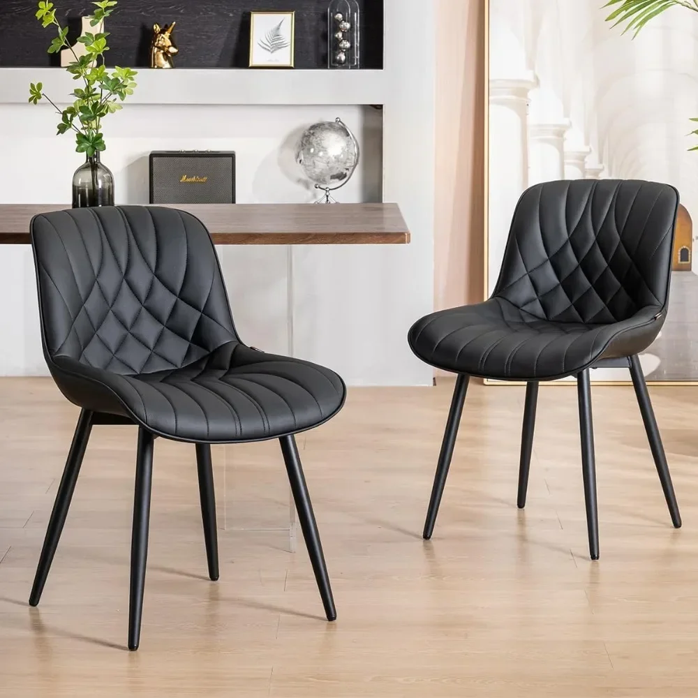 

Dining Chairs Set of 2 Mid Century Modern Kitchen Comfortable Upholstered Faux Leather Dinner Chairs for Kitchen Dining Room