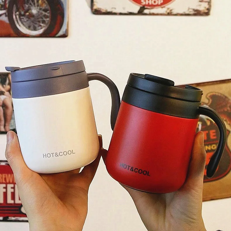 

Simple Personality Coffee Cup Creative Students Stainless Steel Water Cup Insulation Cup Men and Women Office with Handle Mug