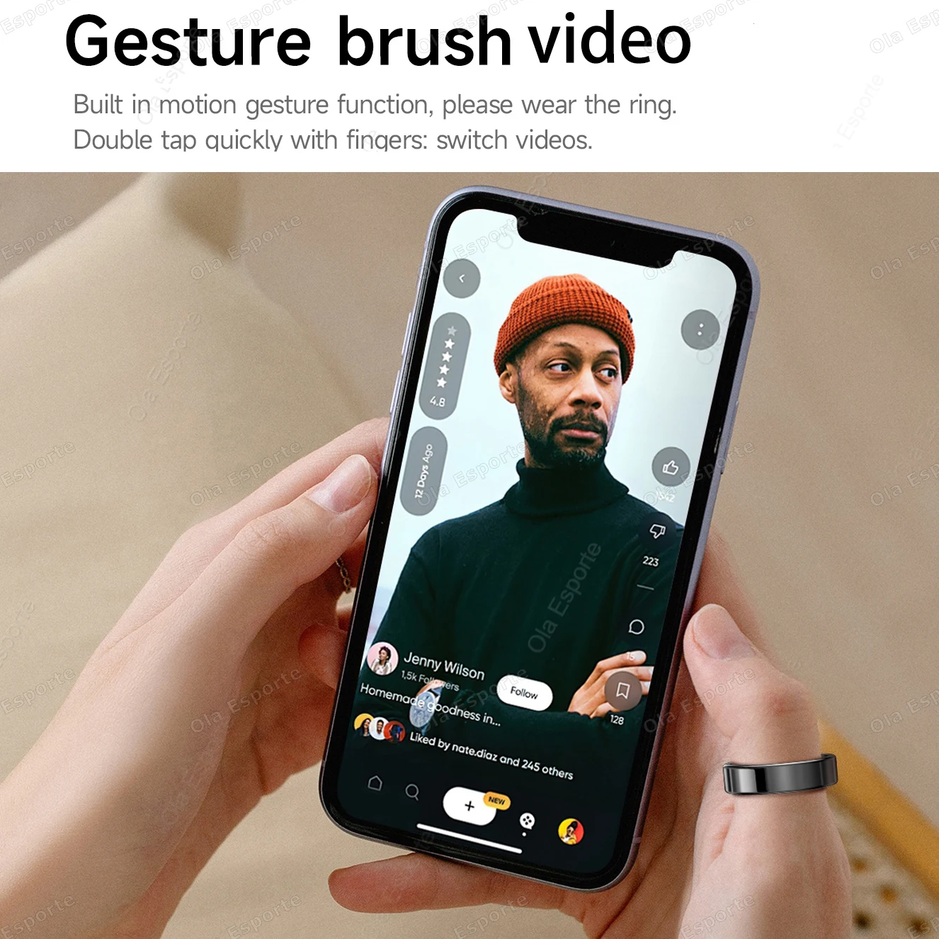 New Smart Ring Men Women Gesture Control Wireless Bluetooth Heart Rate Blood Pressure Monitor Waterproof Sports Health Smartring