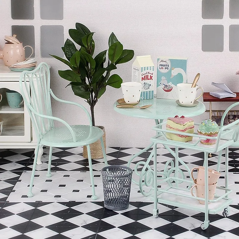 Miniature Dollhouse Furniture 1:12 Scale Dollhouse Miniatures White Pocket Furniture Coffee Table Ornaments Dollhouse Desk