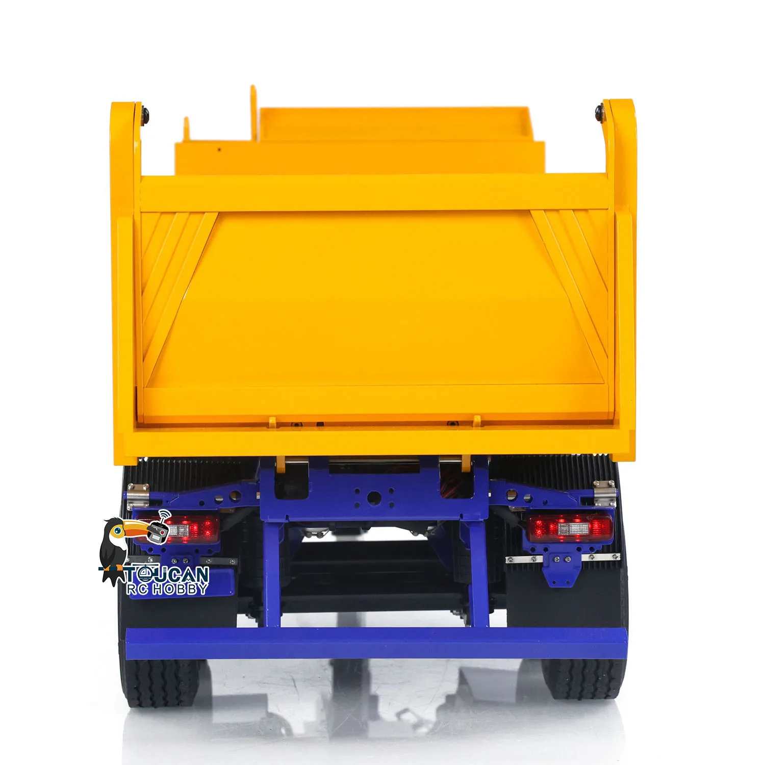 LESU Metal 1/14 2-Axle RC Hydraulic Trailers Electric Self-dumping Full Trailer W/ Light Remote Controller  Receiver Toy Model 5