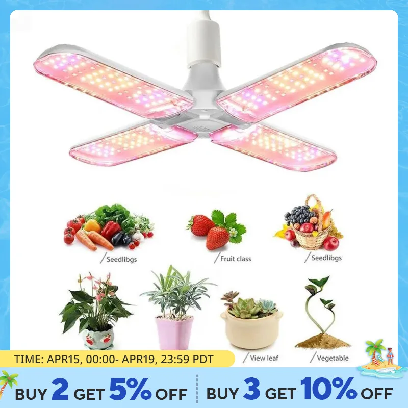 24W 36W 48W LED Grow Light E27 Foldable Phyto Lamp Full Spectrum SMD2835 Bulb for Indoor Plants Bloom Flowering Grow Lamp Garden