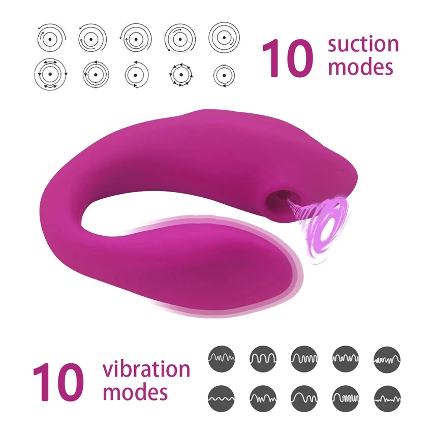 Powerful Sucking Wireless Remote Vibrator Wearable U Shaped Dildo Massager Dual Stimulation Adult Couple Sex Toys for Women 18