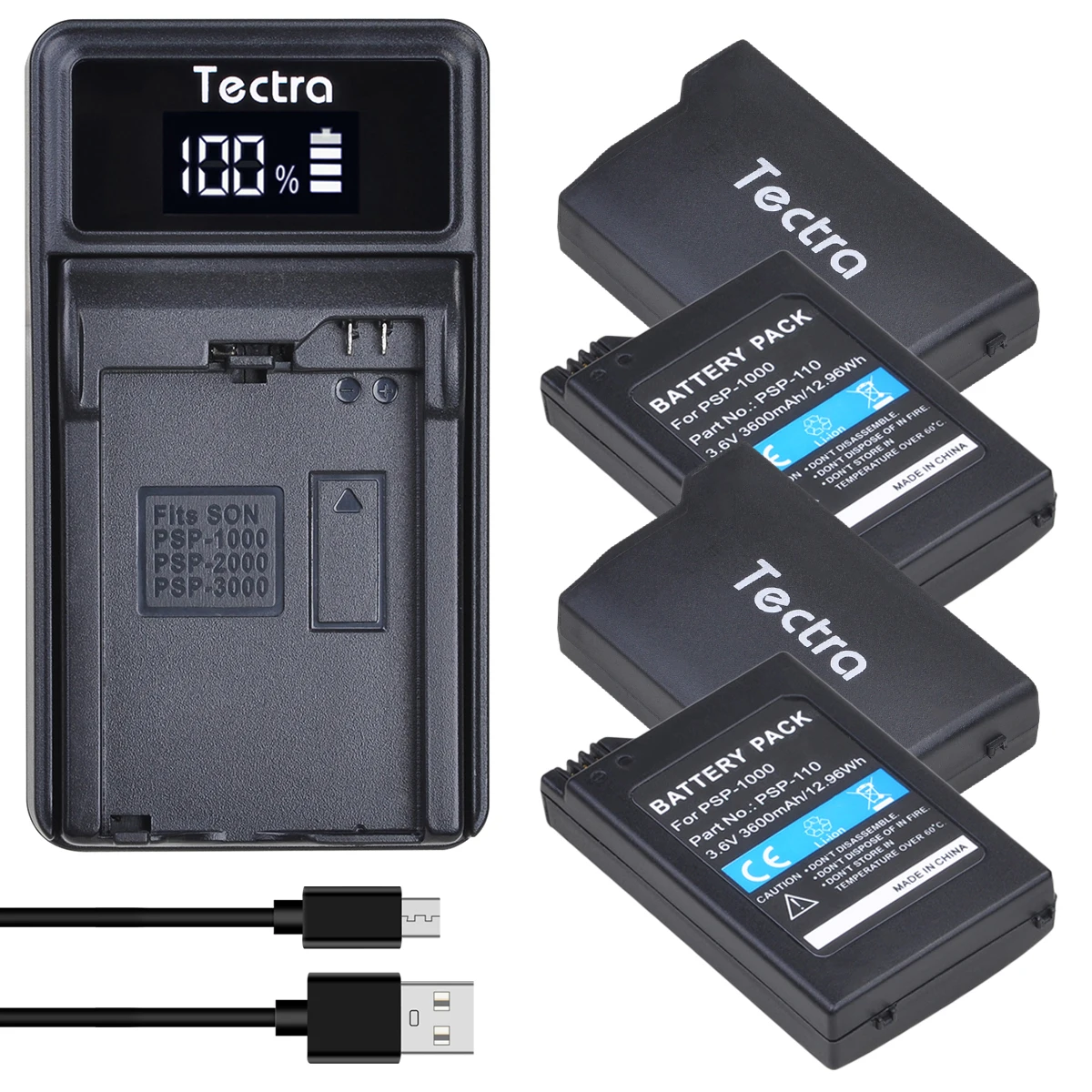 Bateria Recarregável e Carregador Led Console Portátil Playstation Compatível com Sony Psp 1000 Psp110 3600mah