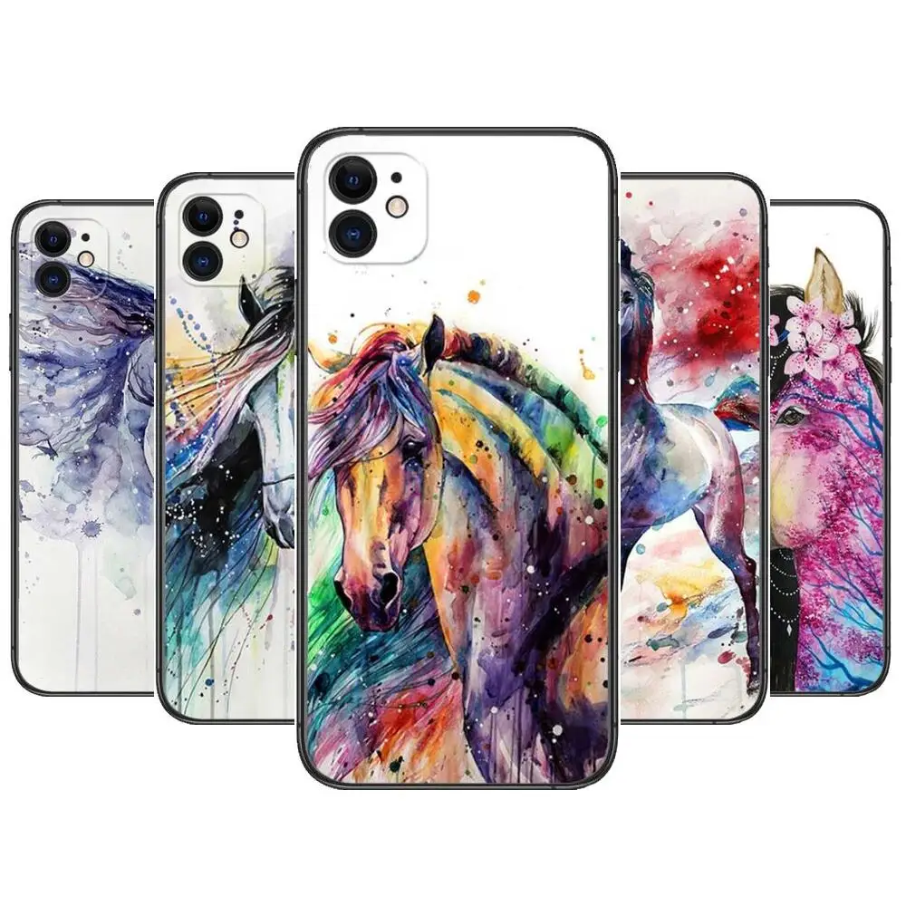 Horse Playing Art Painting Custom Phone Case Cover For iPhone