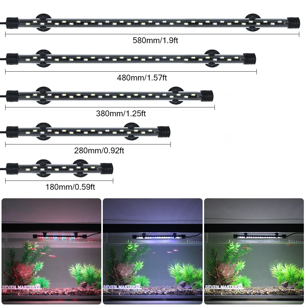 Aquarium Light LED Plant Grow Lamp Waterproof Fish Tank Light 18-58CM Underwater Aquariums Decor Lighting 90-260V 5730chip 1