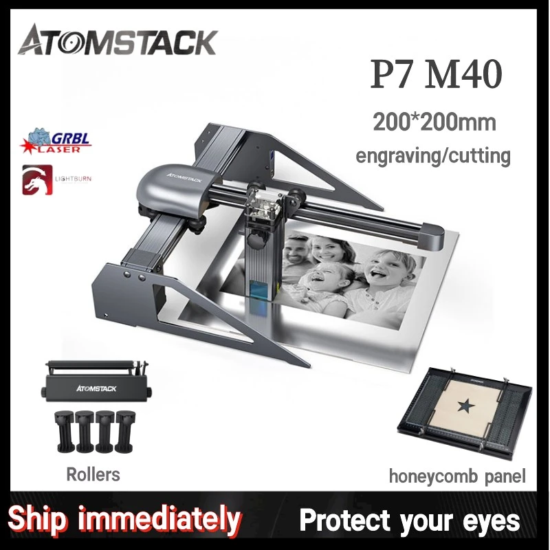 ATOMSTACK P7 M40 +Roller + Pad CNC Small DIY Qr Code Bottle Stainless Steel Engravies  Laser Engraving Machine for Metal 3d printer designs