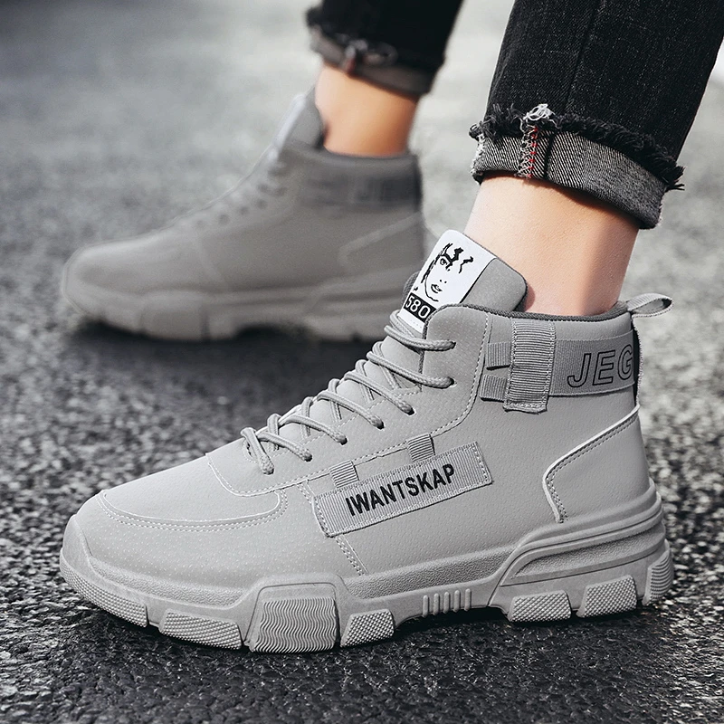 Botas altas de moda para hombre, zapatillas deporte al aire libre, zapatos de plataforma, botines con cordones, de trabajo de moda Martin, novedad de primavera 2023| | - AliExpress