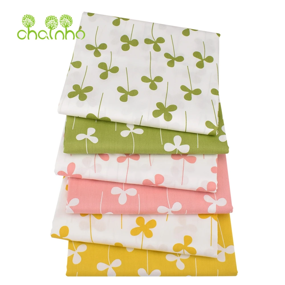 Chainho,Printed Twill Weave Cotton Fabric,DIY Sewing Quilting Material,Patchwork Cloth,Clover Series,2 Specification,15C293