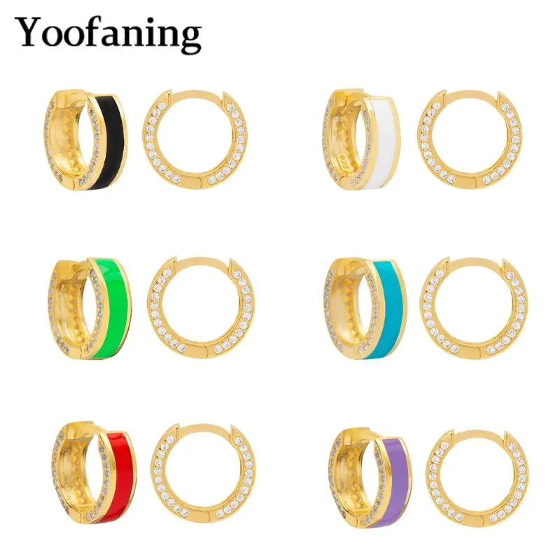 

925 Sterling Silver Ear Needle The New Stylish and Sophisticated Rubberized Zircon Hoop Earrings Casual and Generous Ear Jewelry