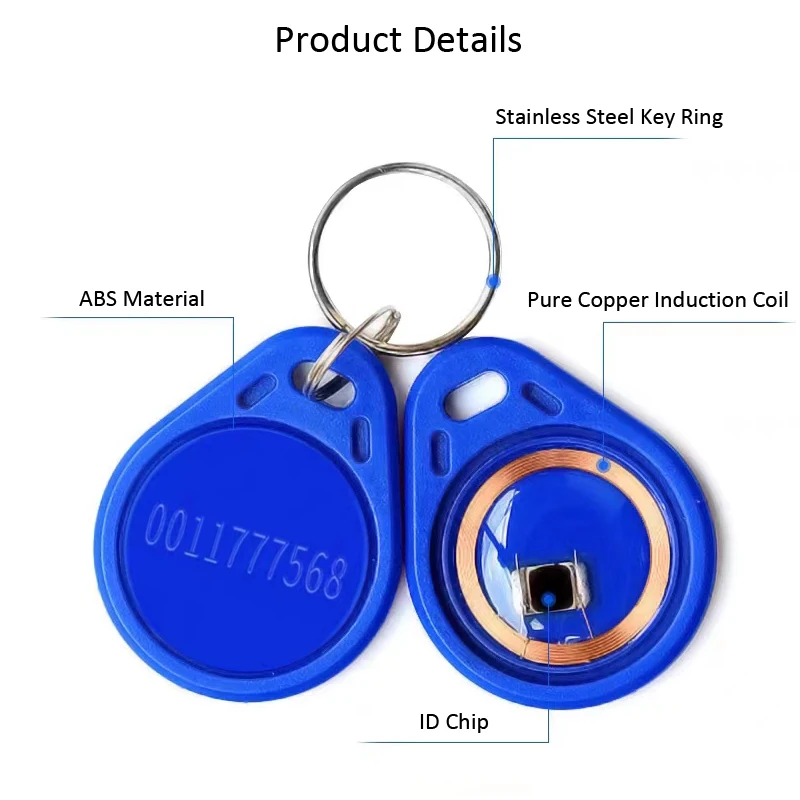 M1 ID Card Keyfobs Tags 20PCS/Lot 125KHz Access Control Key Finder Token Attendance Management Keychain ABS Waterproof Non-copy