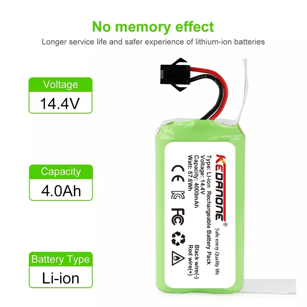 

14.4V 2600mAh/4000mAh Li-ion Battery for Conga Excellence 950 990 1090 1790 1990 Deebot N79S N79 DN622 Eufy Robovac 11S 12 X500