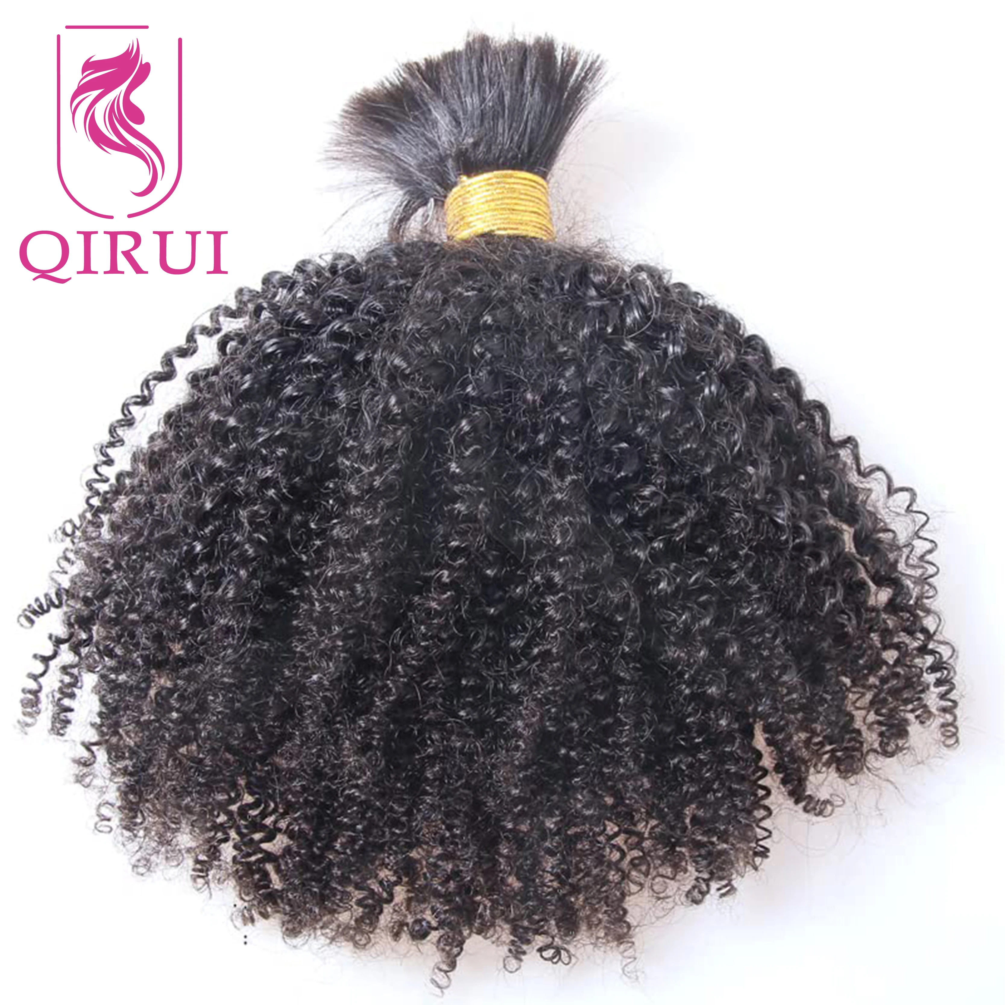 

Afro Kinky Curly Human Hair Bulk for Braiding Mongolian Unprocessed Human Hair Extension Bundles No Weft Natural Black